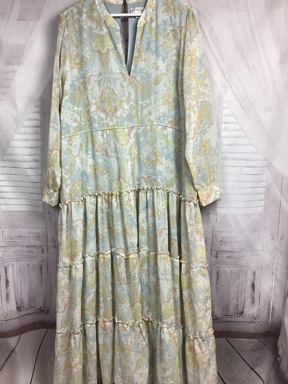 Wonderly Dress Cottage Core Long Sleeve Tiered Ruffle 1X